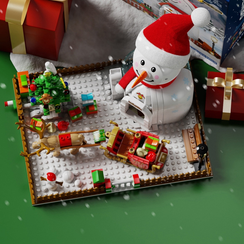 Đồ Chơi Lắp Ráp Kiểu Lego Ông Già Noel Và Người Tuyết Snow Man Có Nhạc Và Đèn No.601156 Với 570+ PCS Quà Tặng Giáng Sinh