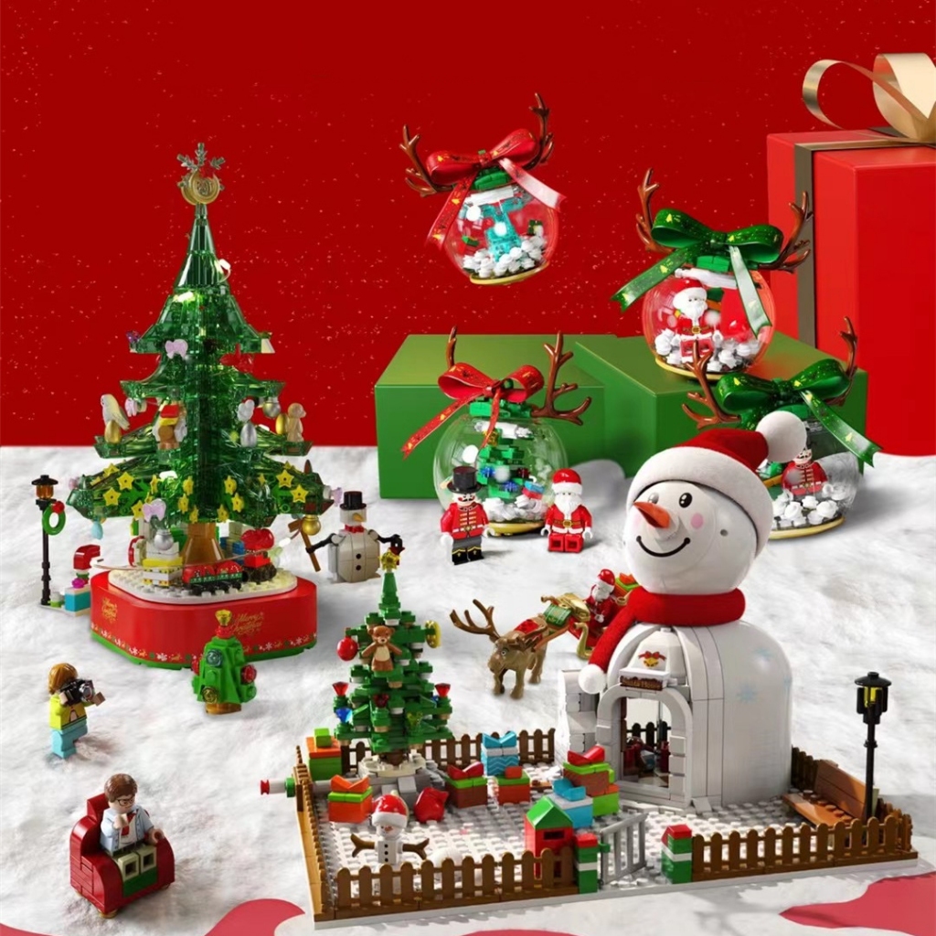 Đồ Chơi Lắp Ráp Kiểu Lego Ông Già Noel Và Người Tuyết Snow Man Có Nhạc Và Đèn No.601156 Với 570+ PCS Quà Tặng Giáng Sinh