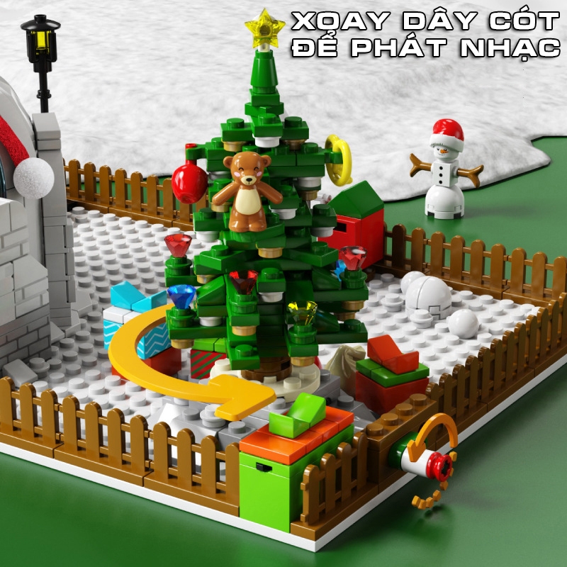 Đồ Chơi Lắp Ráp Kiểu Lego Ông Già Noel Và Người Tuyết Snow Man Có Nhạc Và Đèn No.601156 Với 570+ PCS Quà Tặng Giáng Sinh