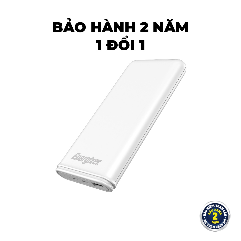 Sạc dự phòng Energizer 10000mAh UE10026 - thiết kế nhỏ gọn, tích hợp 2 cổng sạc ra tiện lợi - Hàng chính hãng