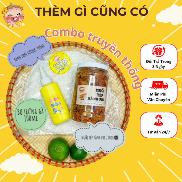 COMBO PHƠI SƯƠNG TRUYỀN THÔNG 200GR KÈM BƠ VÀ MUỐI TEP HÀNH PHI size lớn 4-5 người ăn- Thèm gì cũng có
