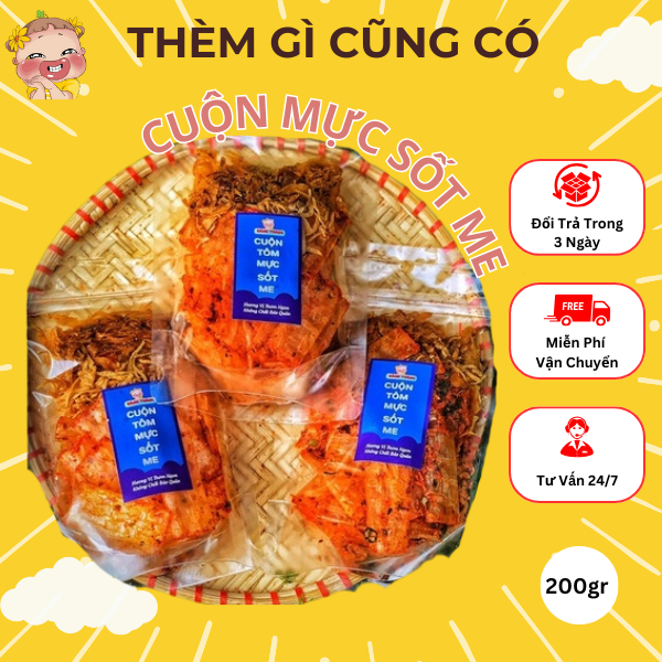 Bánh Tráng Cuộn Tôm Mực Sốt Me
