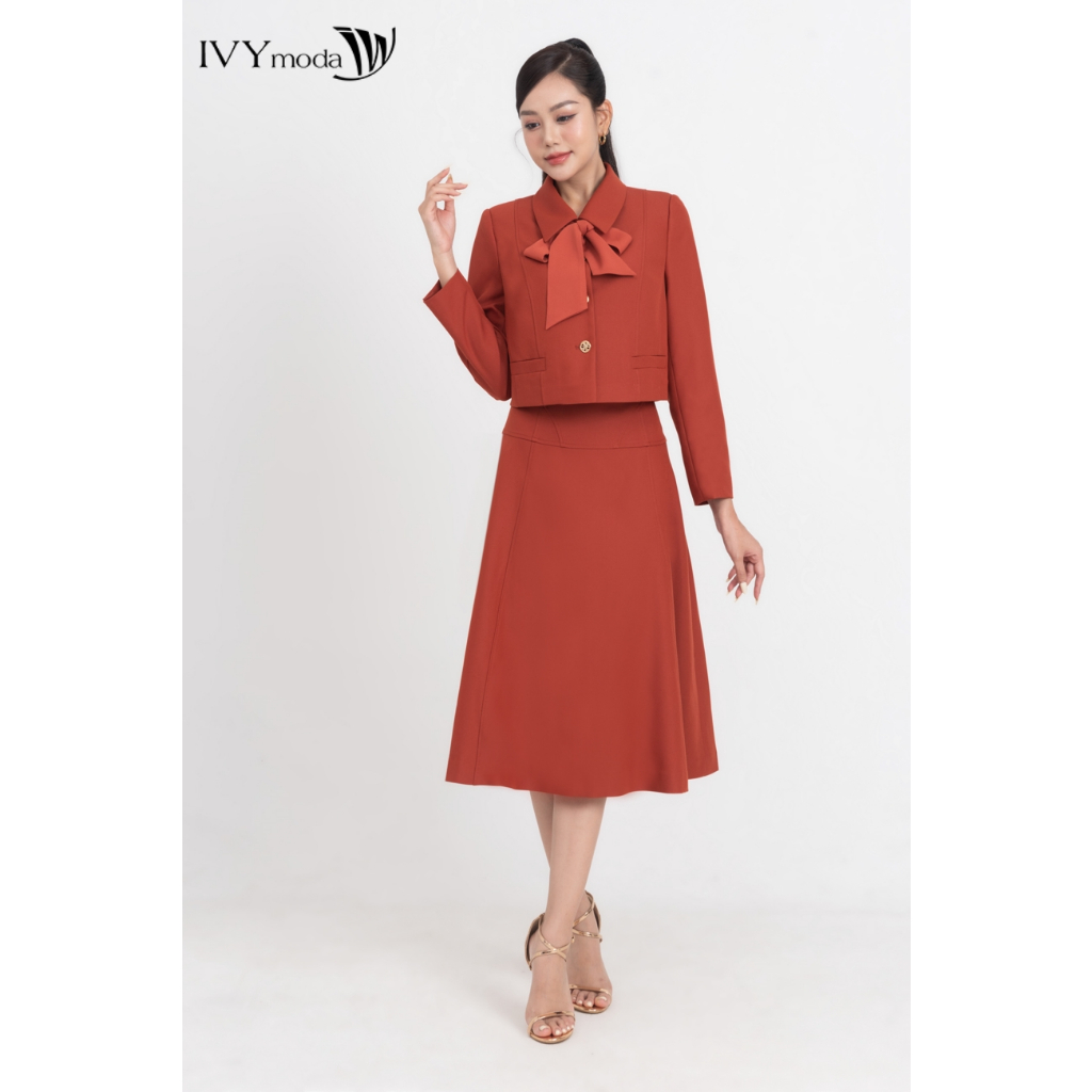 Larissa Set - Thiết kế áo blazer nơ kèm chân váy nữ IVY moda MS 67M8562