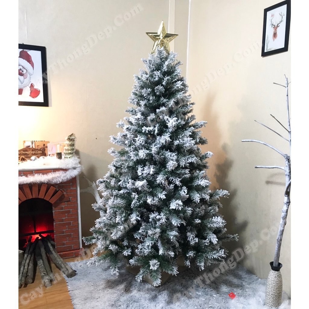 Cây Thông Noel Phủ Tuyết, Cây Thông Phủ Tuyết Trang Trí Noel Giáng Sinh 1m5, 1m8 Hàng Việt Nam