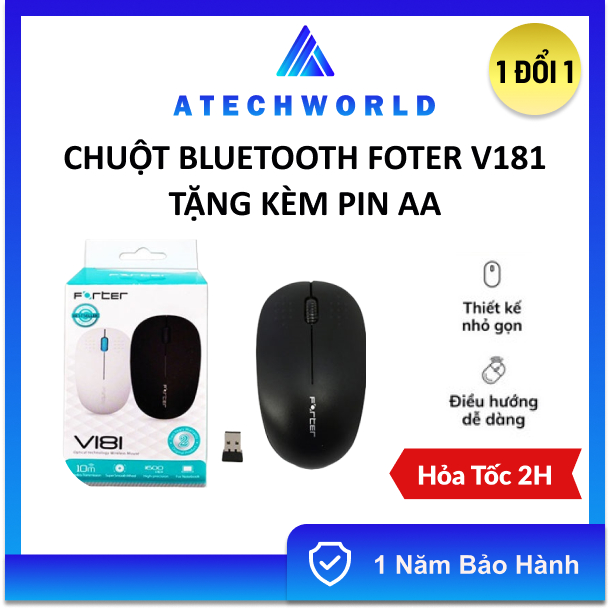 Chuột Không Dây Forter V181 Siêu Bền Siêu Nhạy, Tặng Kèm Pin AA - Hàng Công Ty - BH 1 Năm - 1 Đổi 1