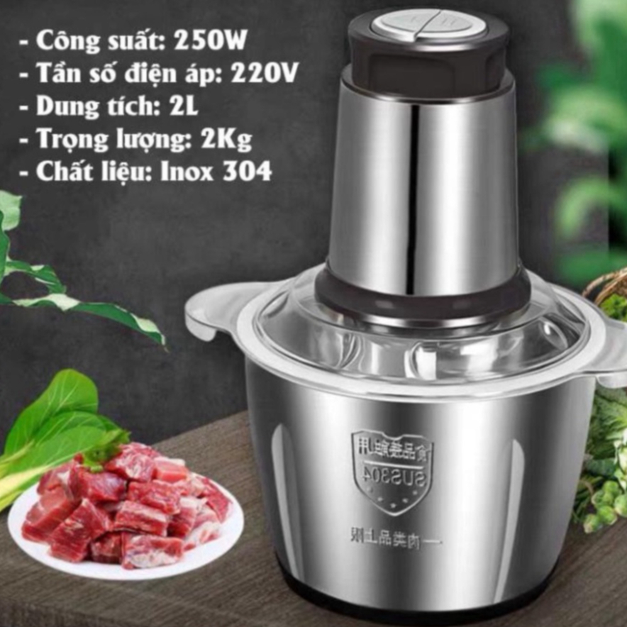 Máy xay thịt inox - GONA - máy xay 4 lưỡi đa năng công suất 2500w, máy xay cầm tay siêu khỏe dễ dàng sử dụng