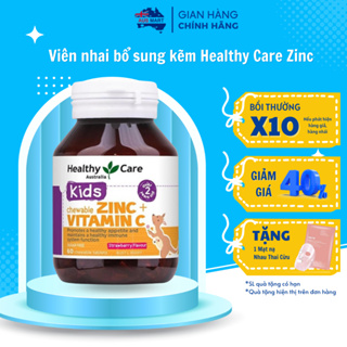 Viên nhai bổ sung kẽm Healthy Care Zinc Vitamin C, Úc 60 viên tăng đề