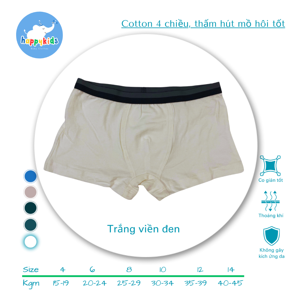 Combo 3 chiếc Quần lót kiểu boxer bé trai từ 15 - 45 kg, chất vải cotton cao cấp