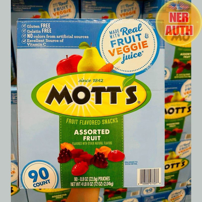 Kẹo dẻo mềm trái cây tươi Mott’s Assorted Fruit Flavored Snacks thùng 2.04kg 90 gói của Mỹ
