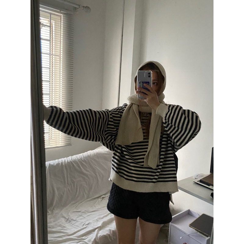 Áo len oversize tay bồng