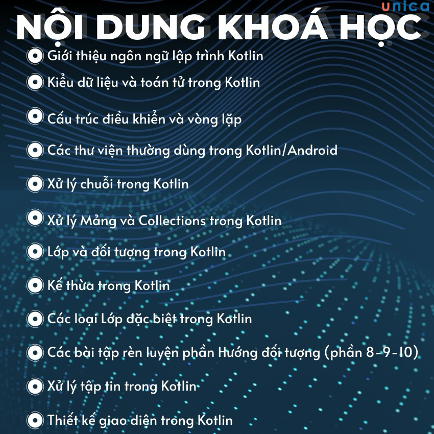 E-voucher Khóa học Unica về Công nghệ thông tin Lập trình Kotlin toàn tập cùng Trần Duy Thanh