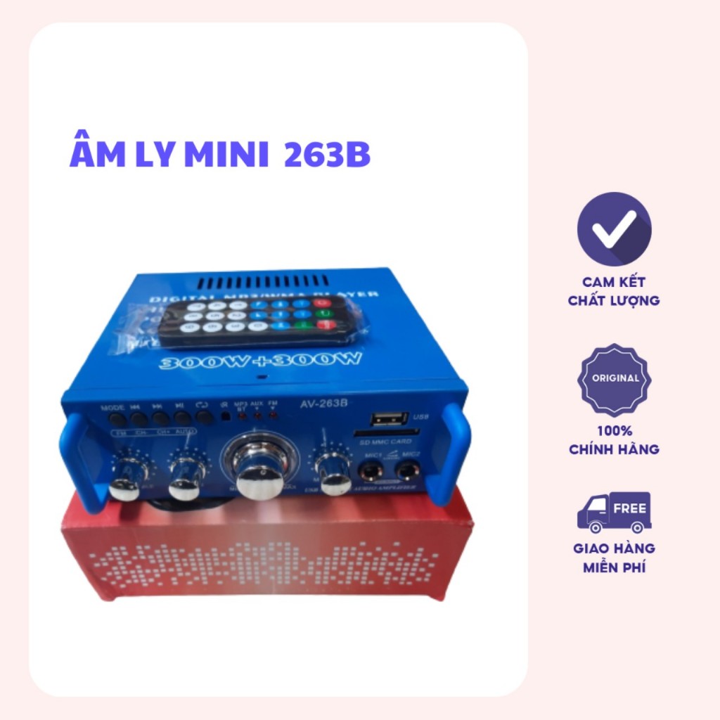 Đầu âm ly mini AV 263b - Âm ly thổi chim đêm cao cấp 300w (ảnh thật)