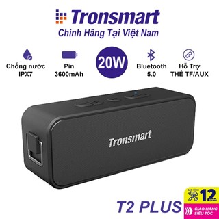 Loa bluetooth 5.0 tronsmart t2 plus speaker công suất 20w, chống nước ipx7, hỗ trơ thẻ tf/aux - hàng chính hãng