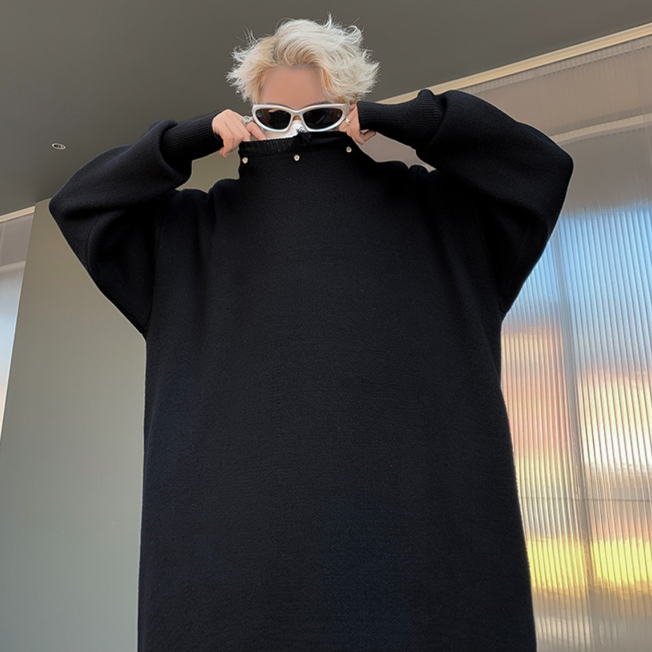 Áo len nam nữ unisex dáng oversize đính kim loại, Sweater nam nữ unisex oversize tưa viền cổ phong cách đường phố Mỹ 050