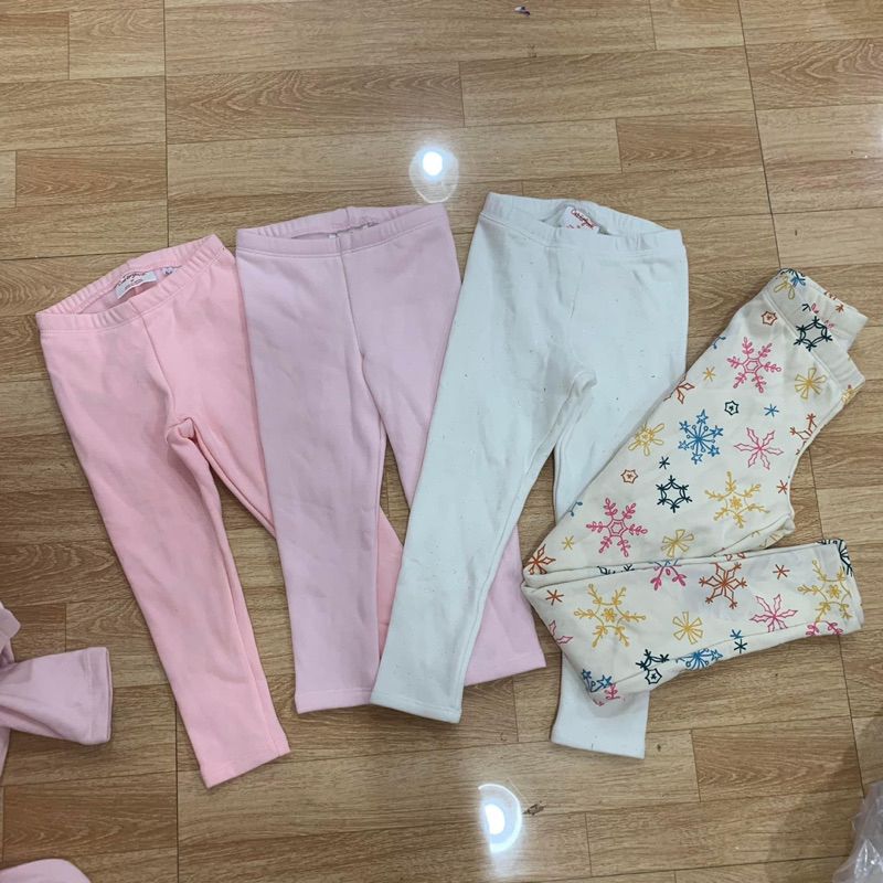 T&DShop Set 2Quần Legging Lót Lông Bé Gái Lỗi Loang Màu.