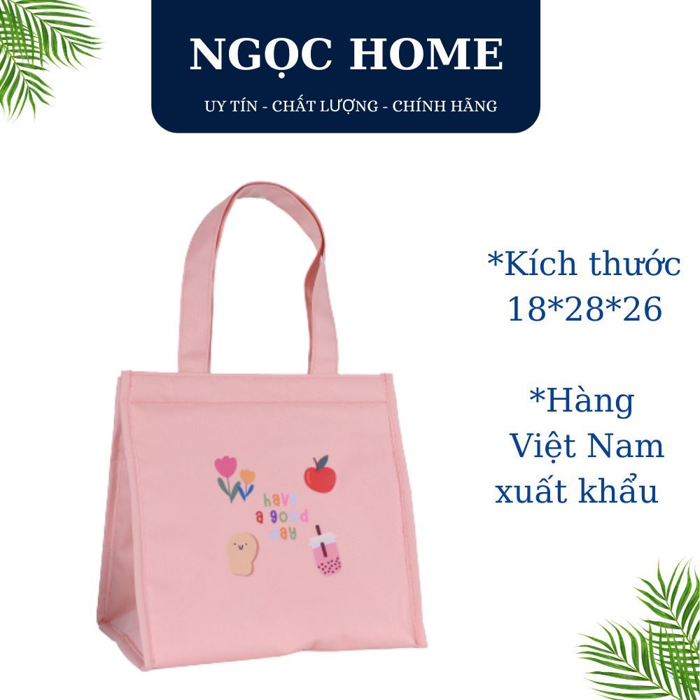 Túi vải giữ nhiệt NGỌC HOME túi đựng hộp cơm đa năng có quai xách - TGN