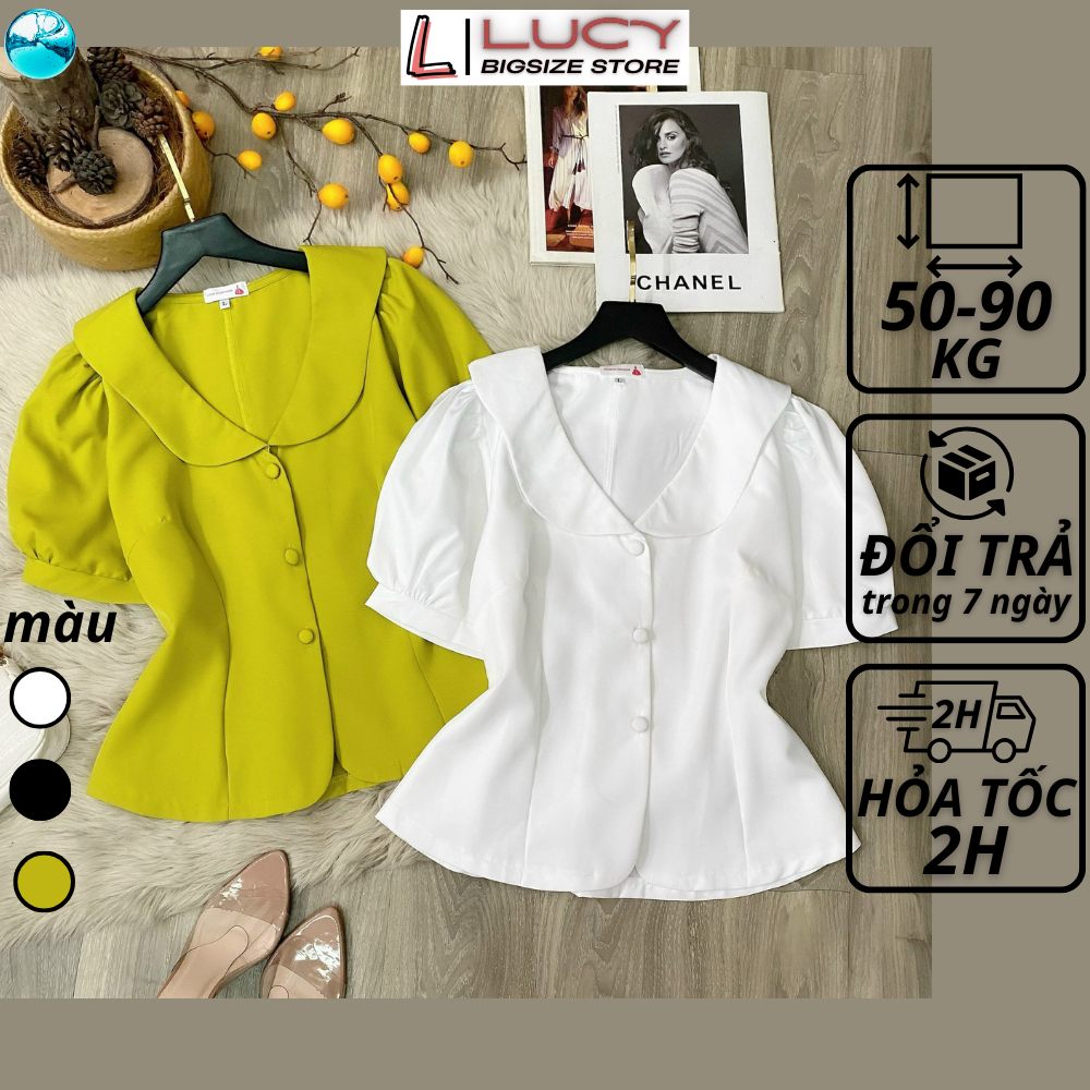 Áo bigsize nữ kiểu cổ bèo nút bọc dự tiệc đi chơi LUCY 50 - 90 kg