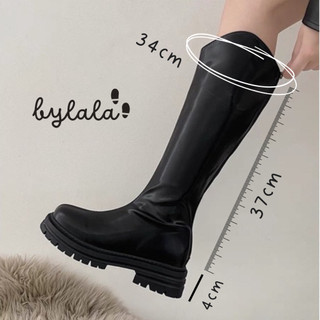 Bốt Cổ V Bylala Bốt đùi cao cổ 4 Phân Da Lì GA18