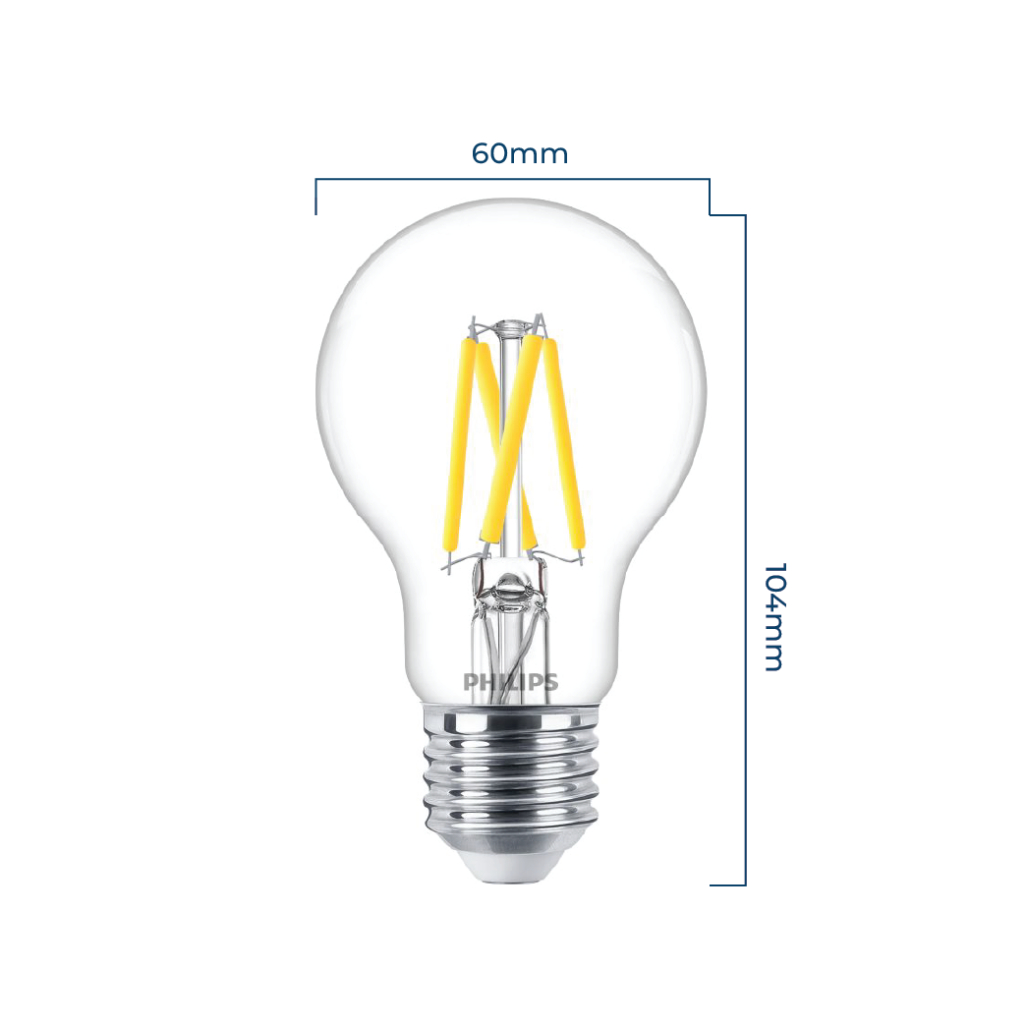 Bóng đèn LED Philips MAS DT3.4-40W E27 927 A60 CL - điều chỉnh độ sáng và màu ánh sáng