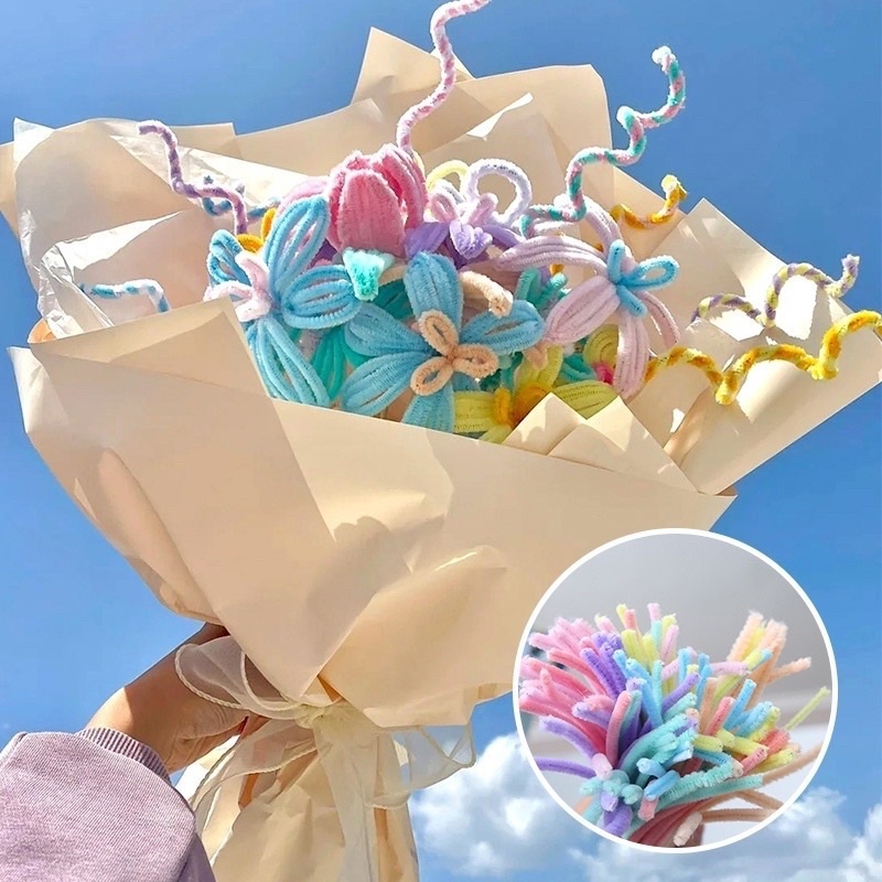 Sỉ 50 que kẽm nhung lông làm đồ thủ công trend hót 2023, kẽm nhung làm hoa handmade