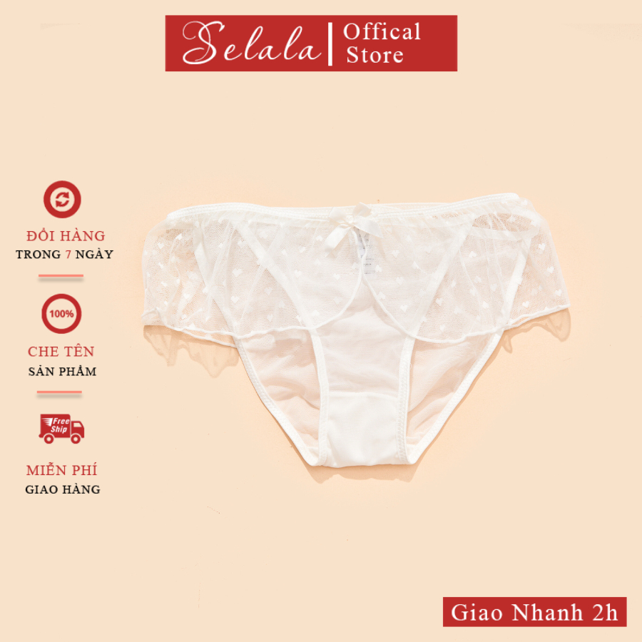 Quần Lót Ren Selala Thiết Kế Ren Tim Mềm Cạp Bèo Siêu Sexy QR23