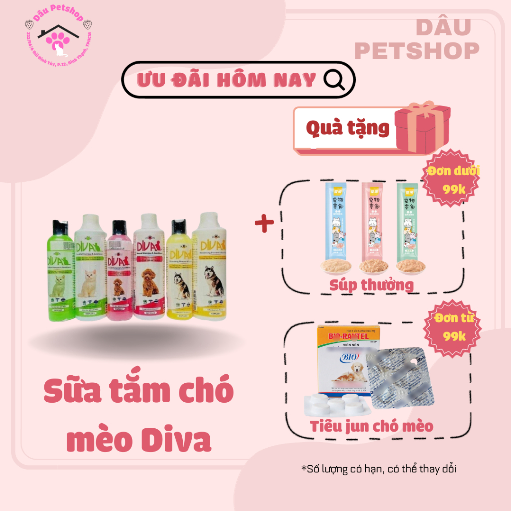 Sữa tắm chó mèo Diva - Cho bộ lông mượt mà
