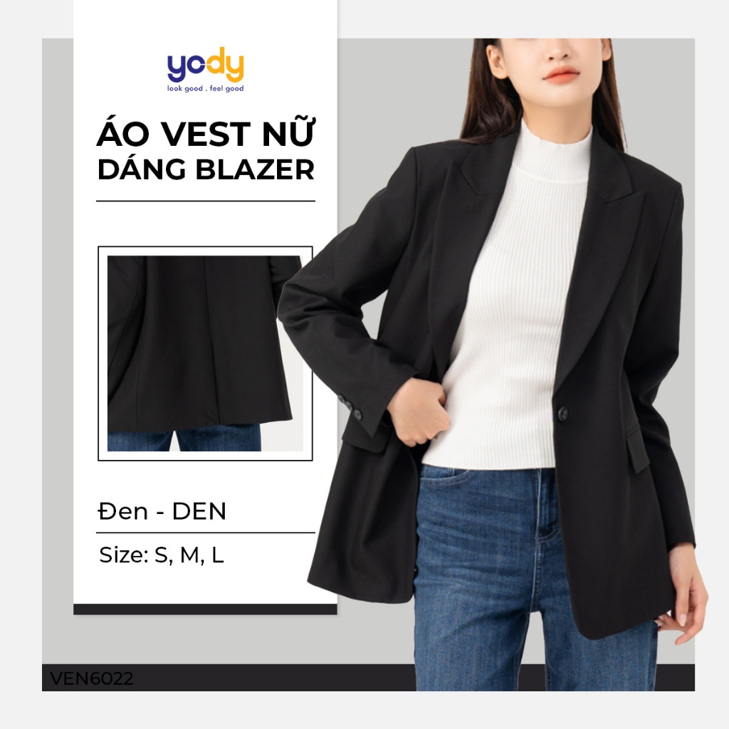 Áo blazer nữ YODY vest dáng phong cách gen Z trẻ trung năng động VEN6022