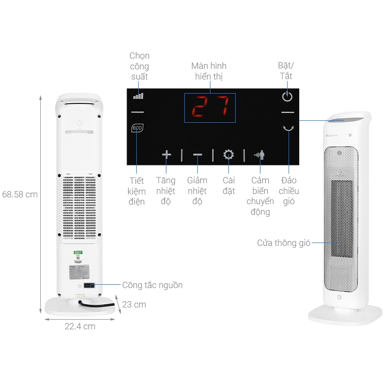 Máy sưởi gốm Kangaroo KGFH05, KGFH06, KGFH09- Hàng trưng bày công ty thanh lý