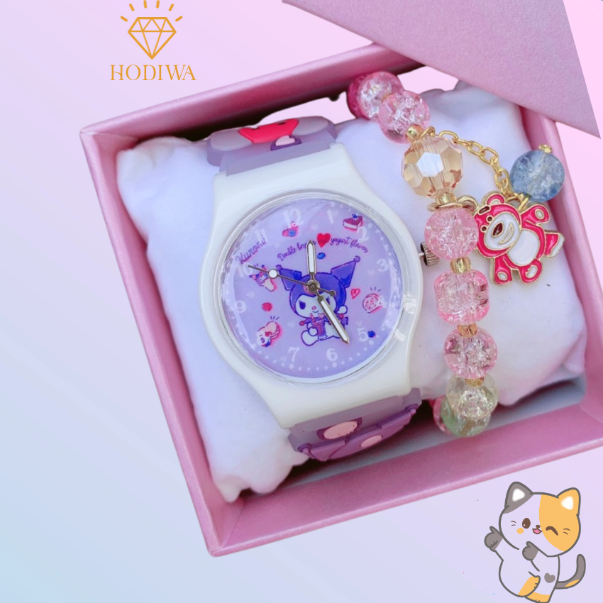 Đồng hồ đeo tay HODIWA  hình kuromi,melody,hello kitty làm quà tặng sinh nhật , noel cho bé gái -M6