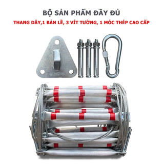 Thang dây thoát hiểm 10m, 15m, 20m thang dây bậc nhôm cao cấp chống trơn thoát chung cư cáp thép dày không gỉ chống cháy