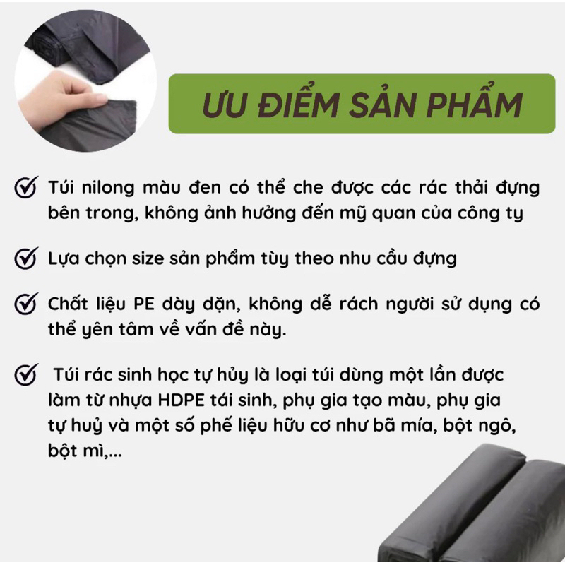 Túi đựng rác tự phân huỷ size to 55x65cm bảo vệ môi trường, tiện dụng