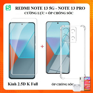 Kính cường lực dành cho Redmi Note 14 4G 5G Note 13 Note 13 Pro Trong Suốt Không Full Màn + Ốp lưng trong suốt chống sốc