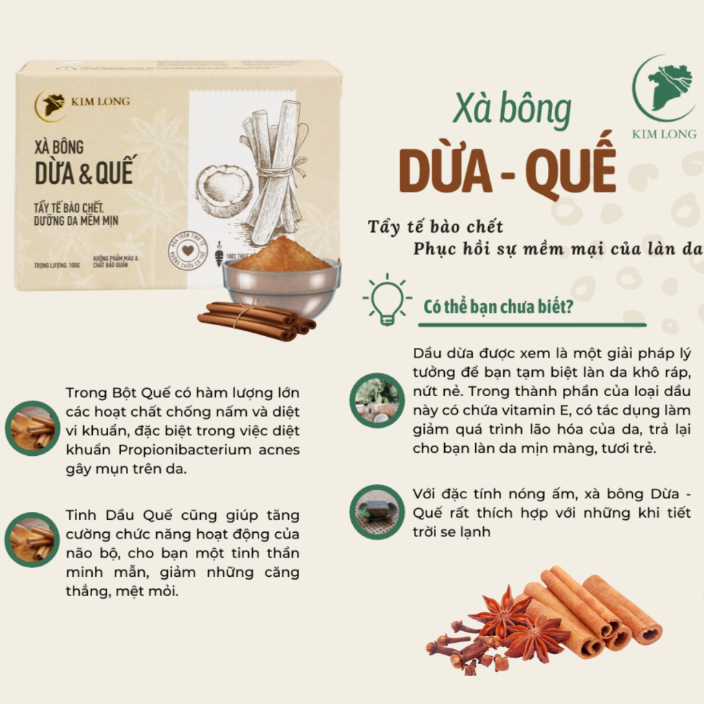 Xà bông Dừa - Quế Kim Long 100gr