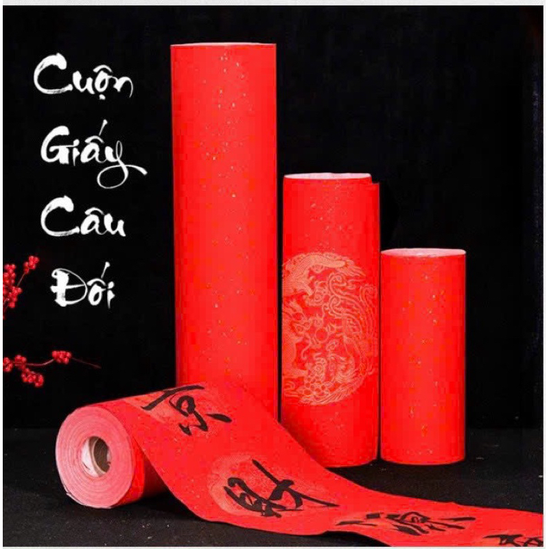 Cuộn giấy đỏ viết câu đối luyện viết chữ thư pháp, vẽ tranh TPHĐ