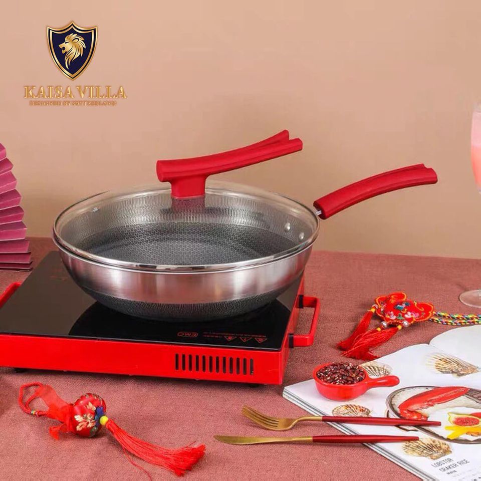 Bộ Chảo Hấp Inox Kaisa Villa KV-9988 Size 32cm Kèm Xửng Hấp Đáy Từ Dùng Được Cho Mọi Loại Bếp Chính Hãng