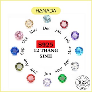  Bông Tai Bạc Ta 5MM Màu Đá Chuẩn Theo Màu Tự Nhiên Hanada Bông Nụ Nam Nữ Đơn Giản 0883 B8 