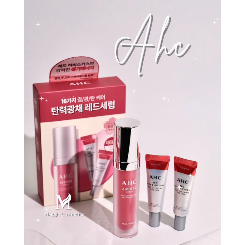 Set tinh chất AHC râm bụt đỏ chống lão hoá 365 Red serum kèm kem mắt