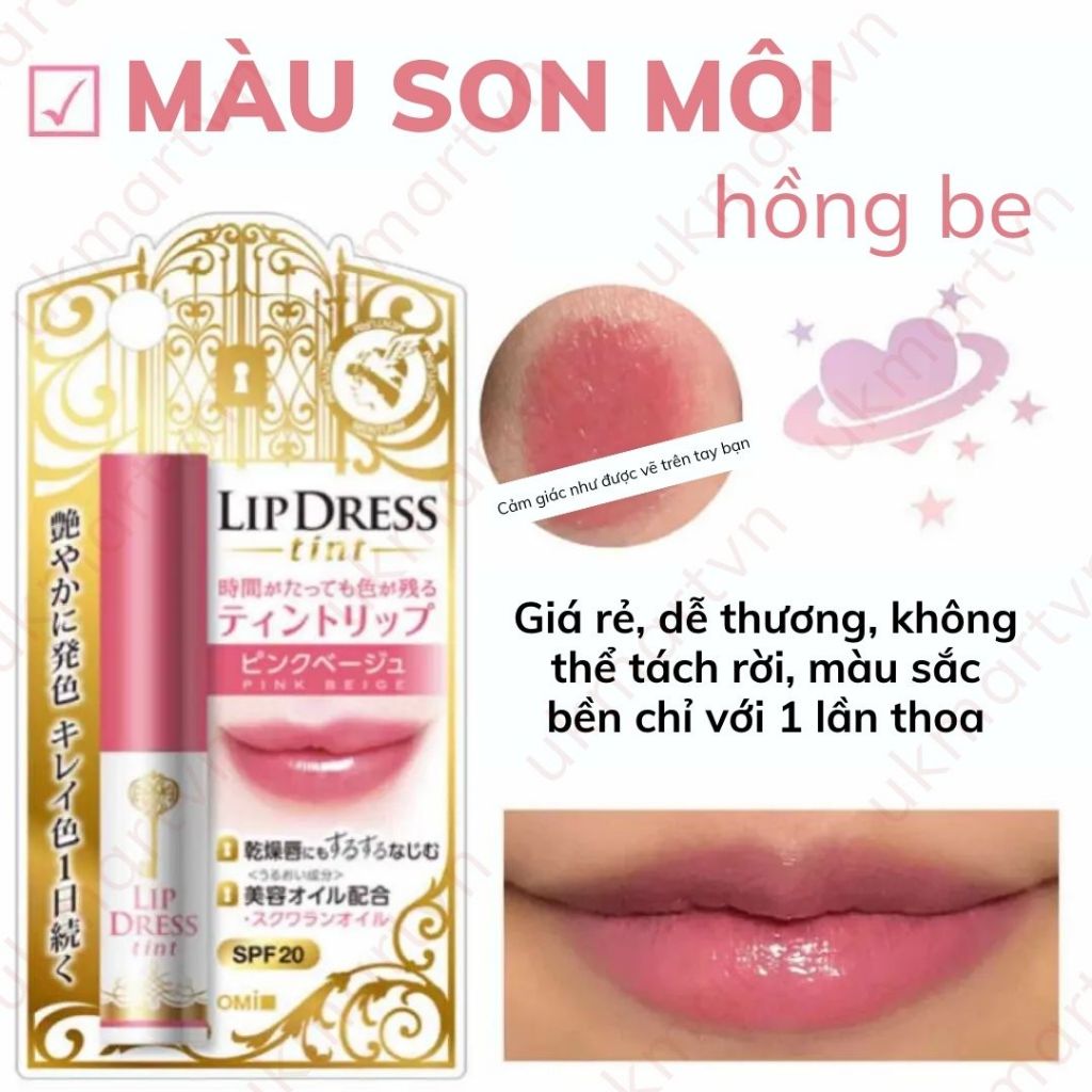 Son Dưỡng Môi Lip Dress Omi Son Tint Dưỡng Môi Màu Sắc Tươi Tắn Kháng Nước Lâu Trôi Và Dưỡng Ẩm Môi SPF20 2G