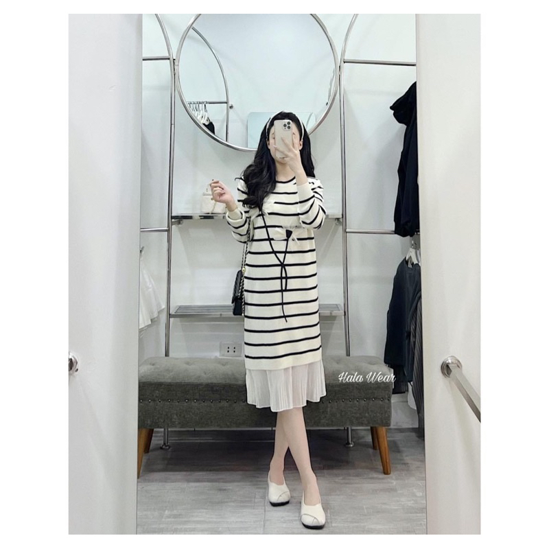 Váy len nữ dáng dài hoa xuông , váy xuông bầu nữ hàng Qc