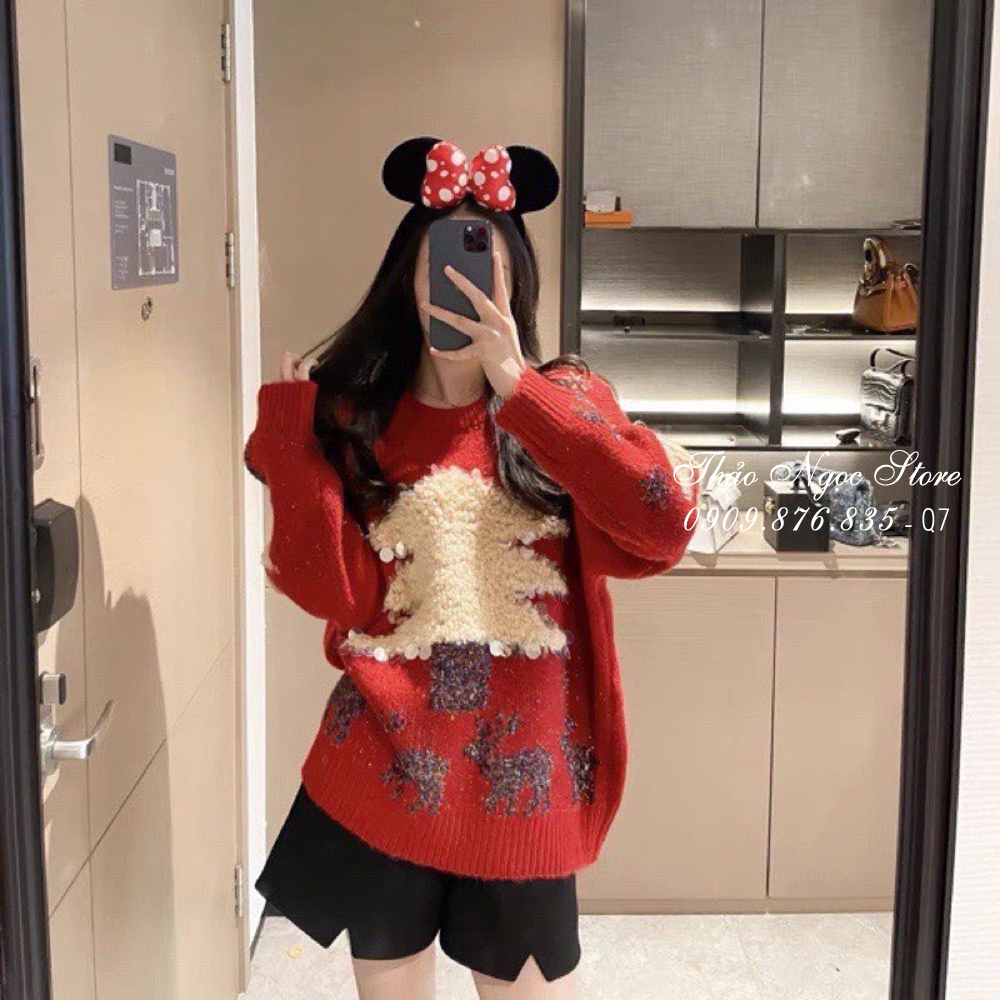 Áo len nữ tay dài form rộng, áo len noel hàng nhập QC!  THẢO NGỌC STORE