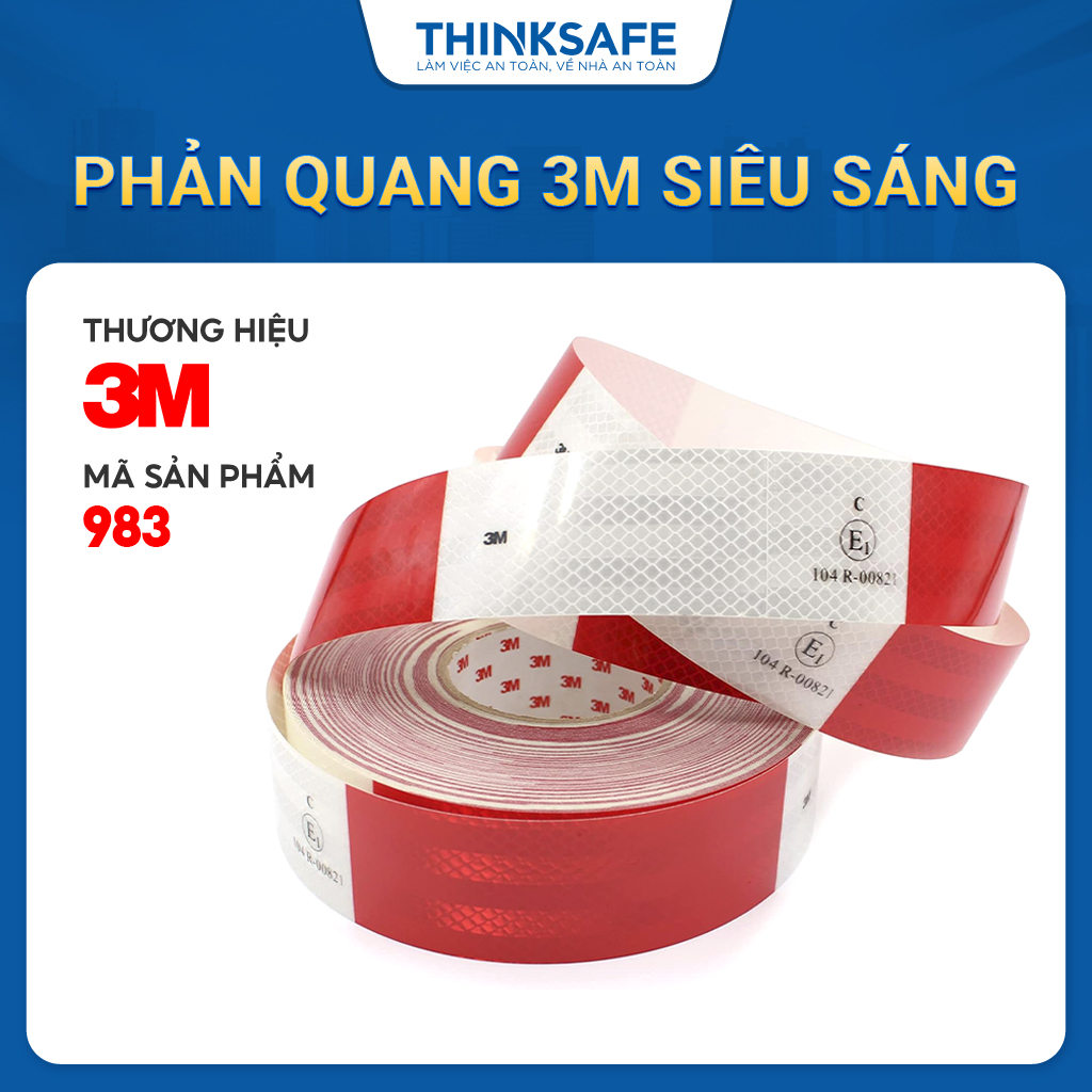Băng keo phản quang thương hiệu 3M 983 cấu trúc kim cương, siêu sáng, bền màu, dán ô tô, xe máy - THINKSAFE