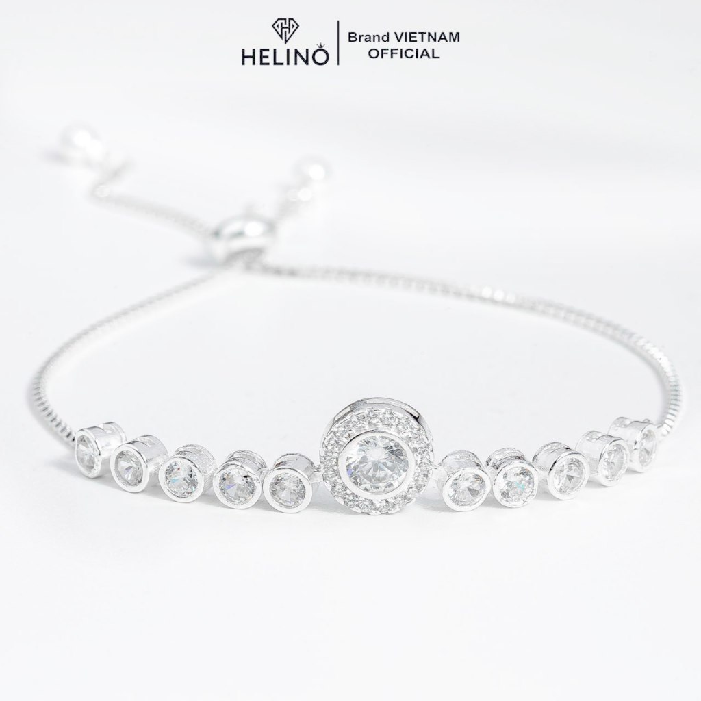 Lắc tay bạc nữ HELINO lấp lánh, thiết kế dây rút điều chỉnh size Cateline V28