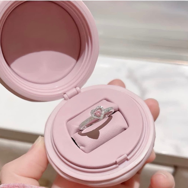 Nhẫn bạc nữ CHY SILVER trái tim đá hồng bạc thật