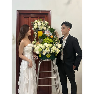 Đầm TK 2s đính hoa hồng phối ren