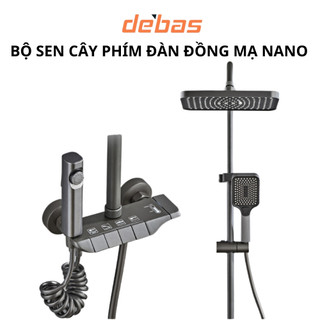 Bộ Sen Cây Tắm Đứng Nóng Lạnh Phím Đàn Đồng Thau Mạ Nano Xám Cao Cấp không han gỉ sen cây tắm đứng sen cây