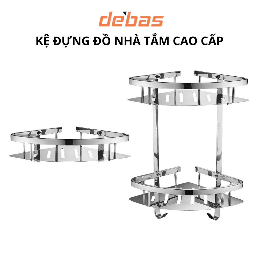 Kệ đựng đồ nhà tắm gắn tường kệ thẳng nhà tắm có móc treo đồ inox sus304 cao cấp Debas 1501 1502 1503 1504