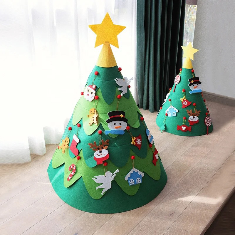 Cây thông Noel vải dạ 3D mẫu 2023, đồ chơi trang trí Giáng sinh cho Bé