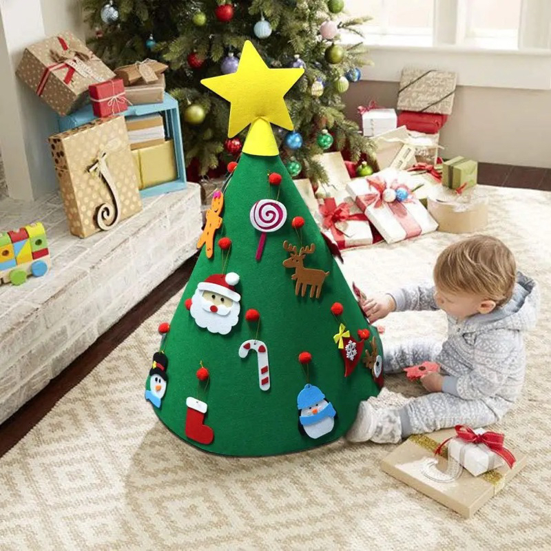 Cây thông Noel vải dạ 3D mẫu 2023, đồ chơi trang trí Giáng sinh cho Bé