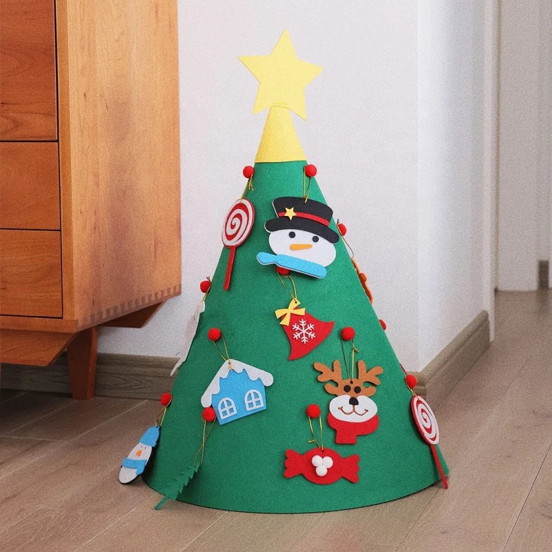 Cây thông Noel vải dạ 3D mẫu 2023, đồ chơi trang trí Giáng sinh cho Bé