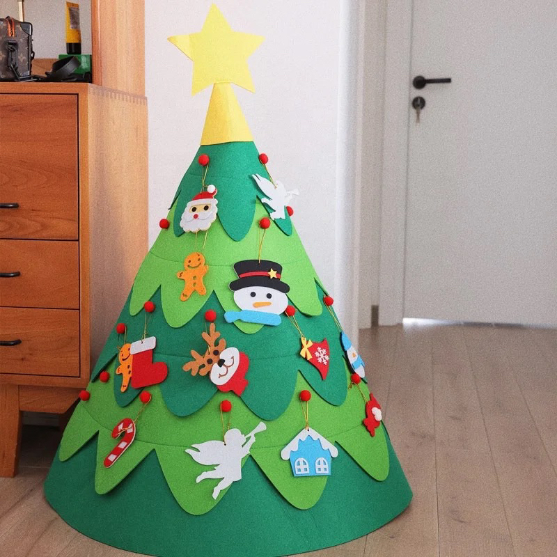 Cây thông Noel vải dạ 3D mẫu 2023, đồ chơi trang trí Giáng sinh cho Bé